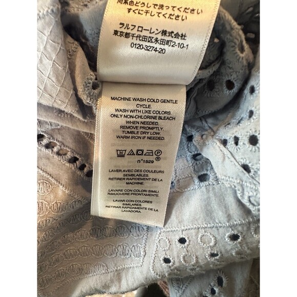 Lauren Ralph Lauren Women's Eyelet Cotton Shirt  Medium, Indigo Sail - Picture 11 of 11